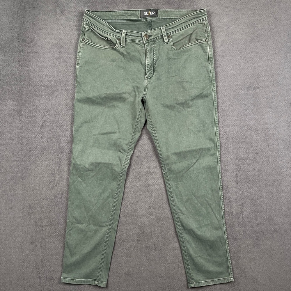 DU/ER N2X No Sweat Slim Pant Mens 36x30 Sage Green Performance Cotton Stretch